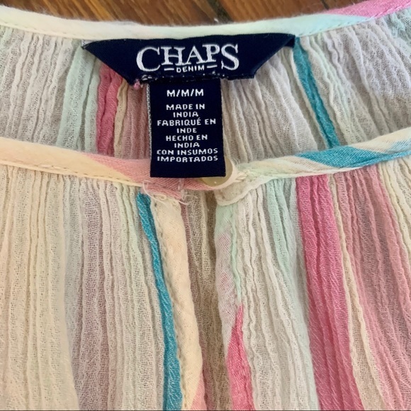 Chaps | Sheer Striped Blouse | M - Picture 7 of 10